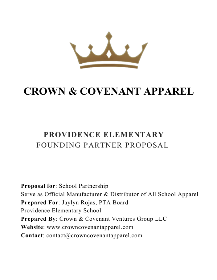 Providence Elementary partnership proposal cover
